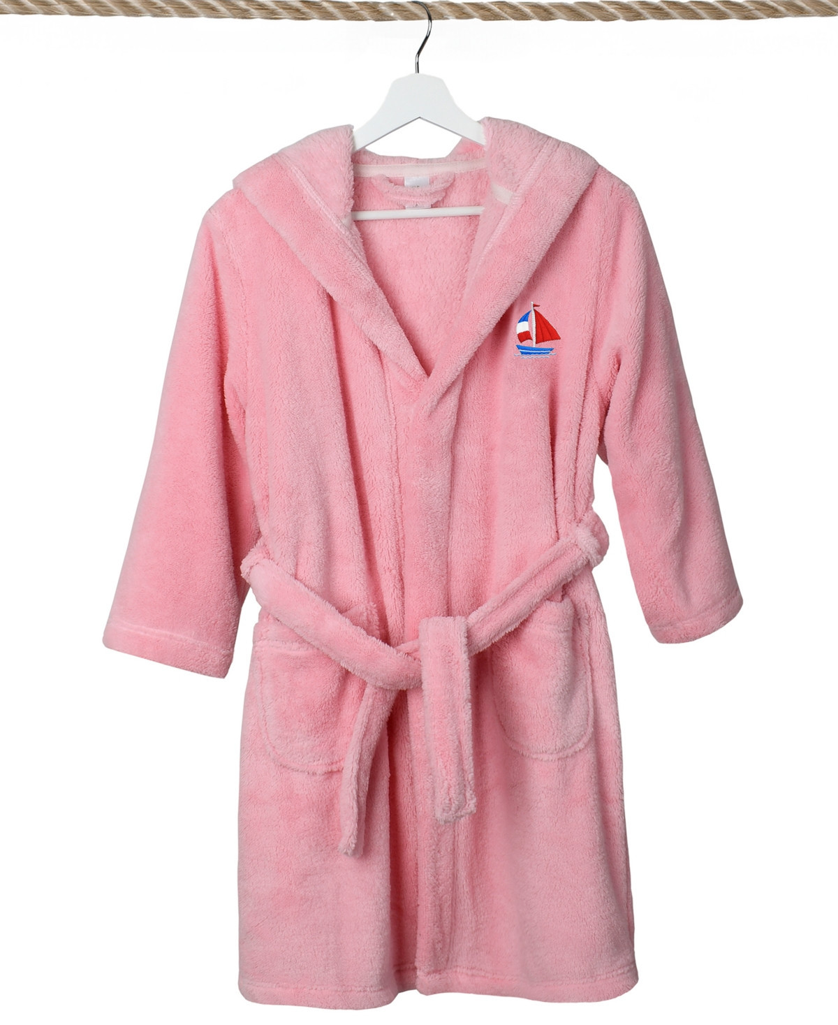 Linum Home Boat Kids Super Plush Double Brushed Hooded Bathrobe - Pink | Macy's