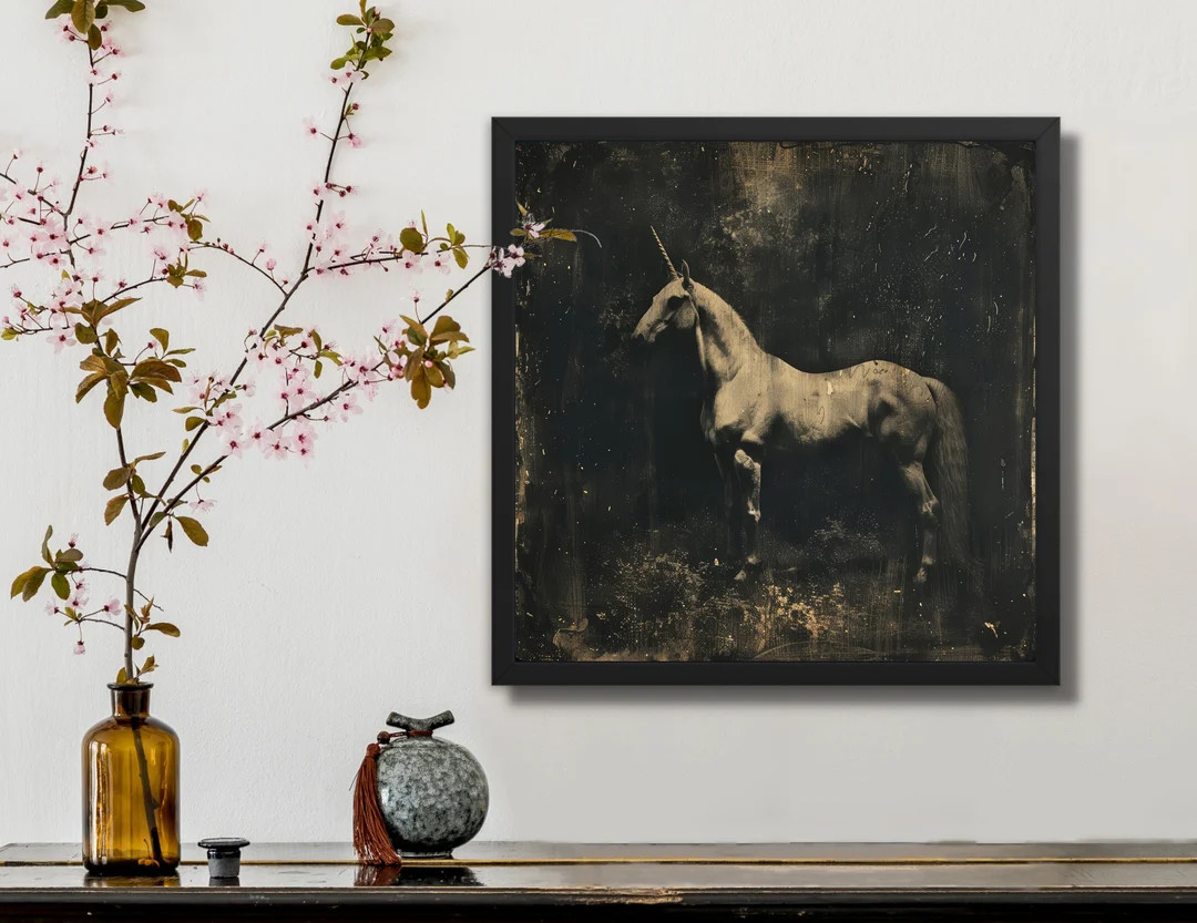 Unicorn Photograph Vintage Gothic Art Print Creepy Cute Witchy Décor Occult Memento Mori Victori... | Etsy (US)