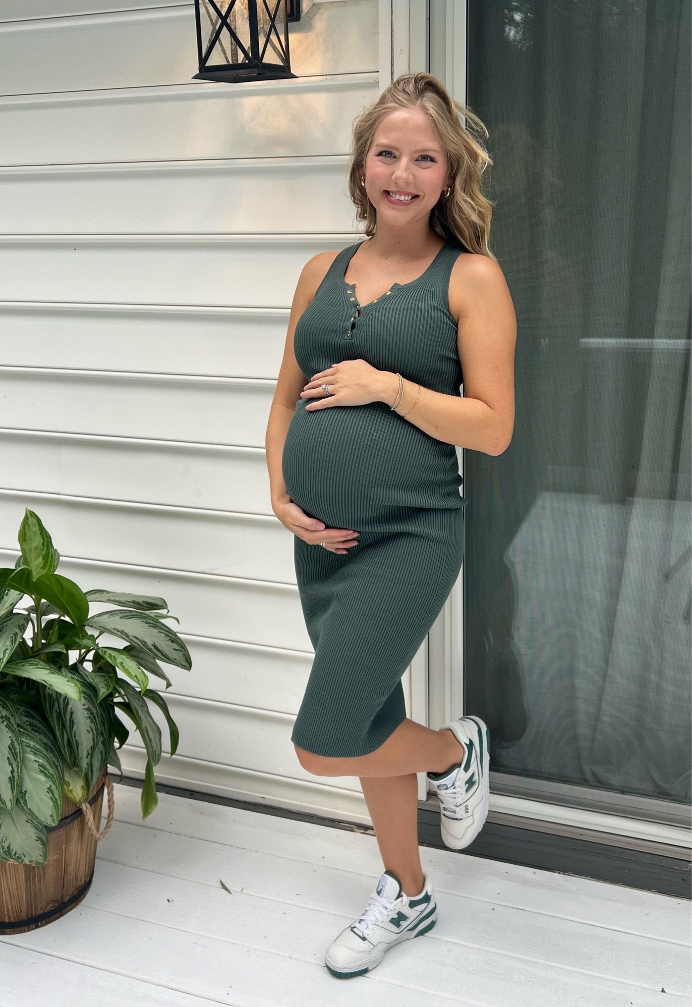 Perfect summer to fall comfy dress that can be dressed up or down. Bump friendly but doesn’t have to be for maternity! These are my fav new balance sneakers as well. Pink blush maternity is having a site wide sale as well! 

Bump friendly 
Maternity outfit 
Maternity dress 
New balance 
Sneakers 
Green sneakers 
 

#LTKShoeCrush #LTKSaleAlert #LTKBump