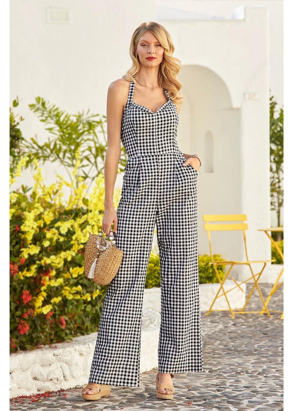 Halter Gingham Jumpsuit | Boston Proper