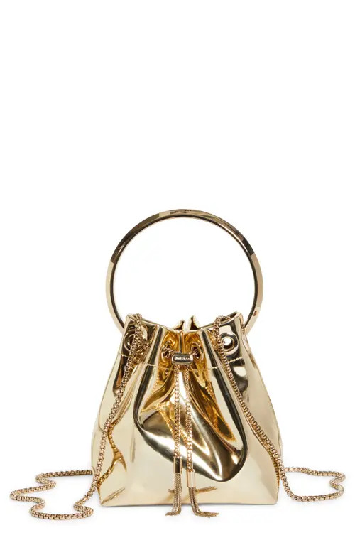 Jimmy Choo Bon Bon Metallic Bucket Bag in Gold at Nordstrom | Nordstrom