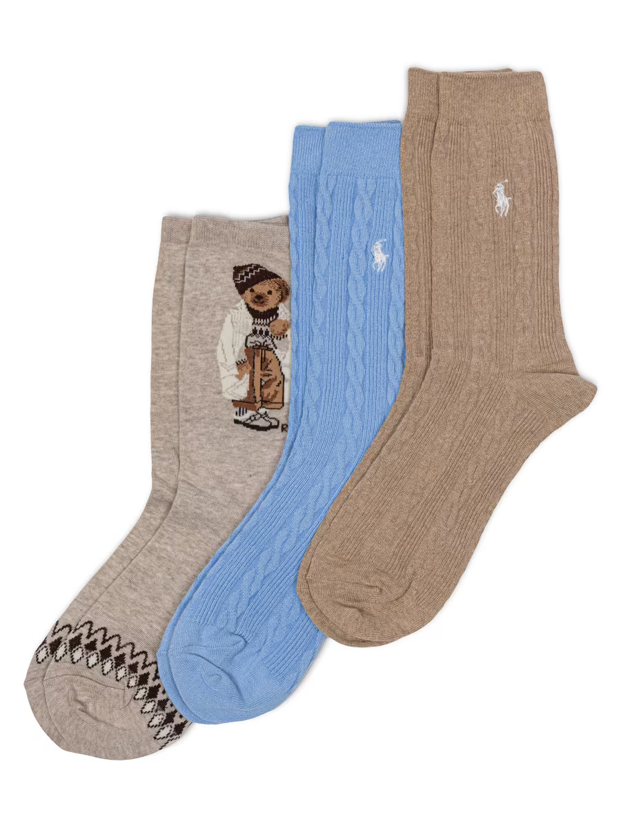 Winter Bear 3-Pack Cotton-Blend Crew Socks | Saks Fifth Avenue