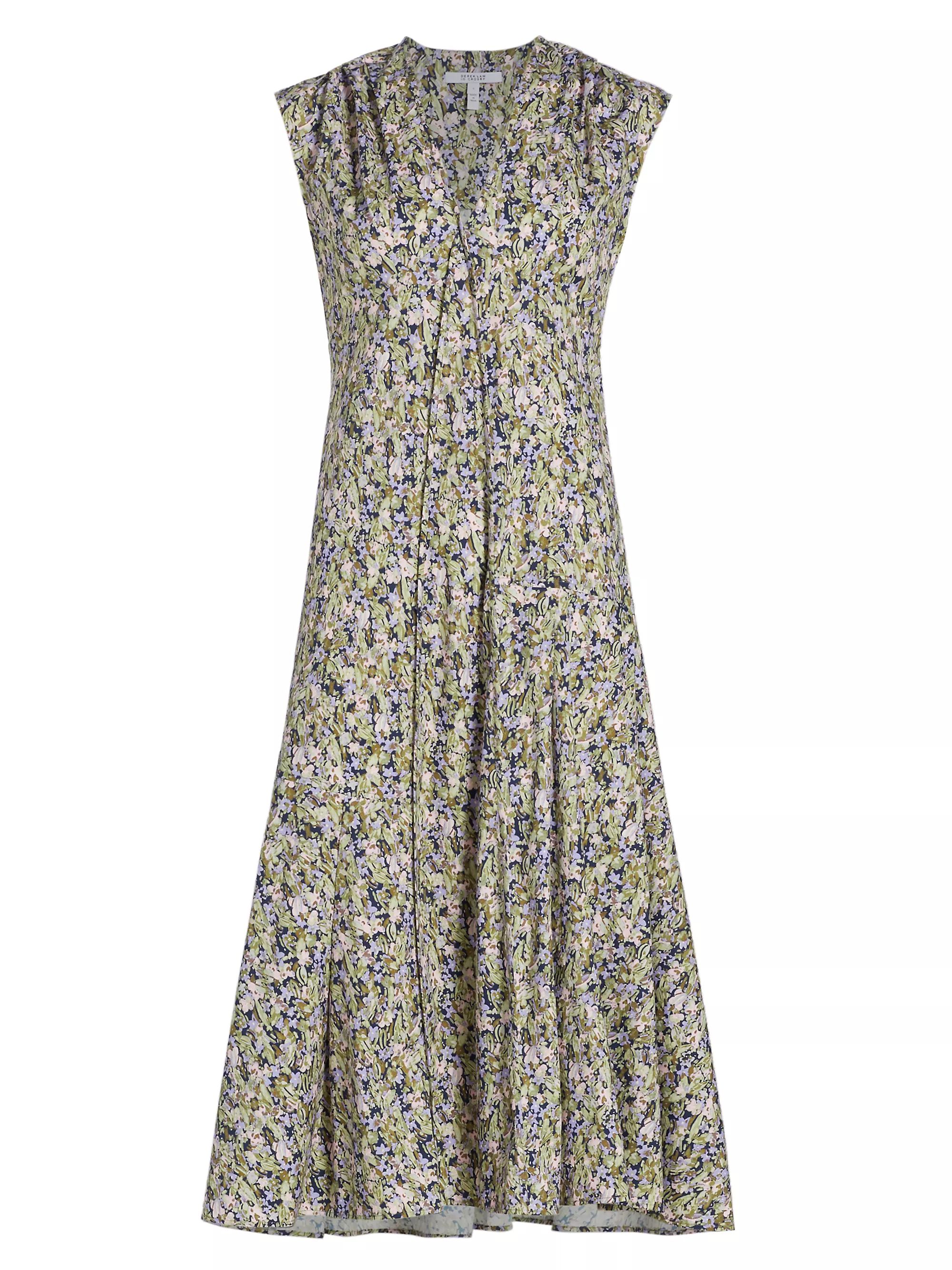 Shop Derek Lam 10 Crosby Reina Cotton Floral Midi-Dress | Saks Fifth Avenue | Saks Fifth Avenue