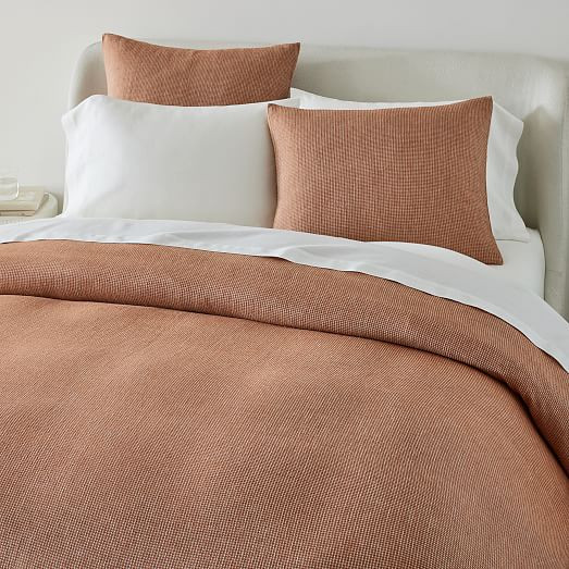 European Flax Linen Mini Waffle Duvet Cover & Shams | West Elm (US)