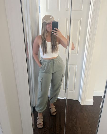 Cargo sweatpants are on crazy sale at Abercrombie! Use code BLAMEITONDEDE for extra 15% off. They’re oversized so I went with a medium. Spring outfits. Summer outfits. Comfy outfits. 

#LTKfindsunder50 #LTKsalealert #LTKmidsize