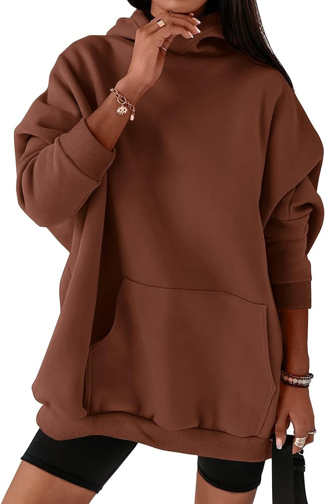 BTFBM Women Oversized Hoodies Pullover Fleece Hooded Sweatshirt Brown Sweatshirt Brown Top Amazon | Amazon (US)