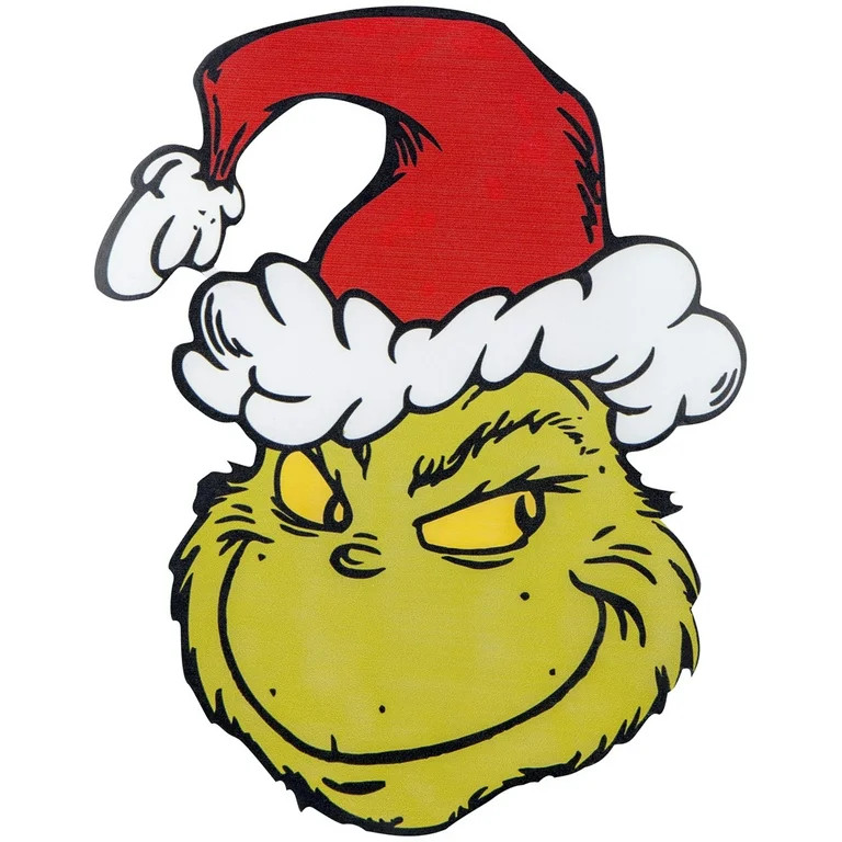 Deck the Yards Grinch Face Standee, 14 Inches Tall - Walmart.com | Walmart (US)