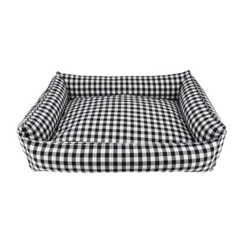 Gingham Dog Bed with Removable Cover (XL - 23"x 30", Black) for Small & Medium Dogs | Amazon (US)