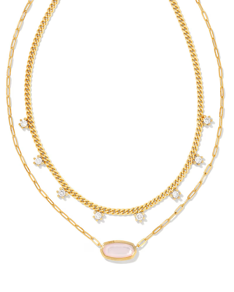 Framed Elisa Gold Multi Strand Necklace in Pink Opalite Illusion | Kendra Scott