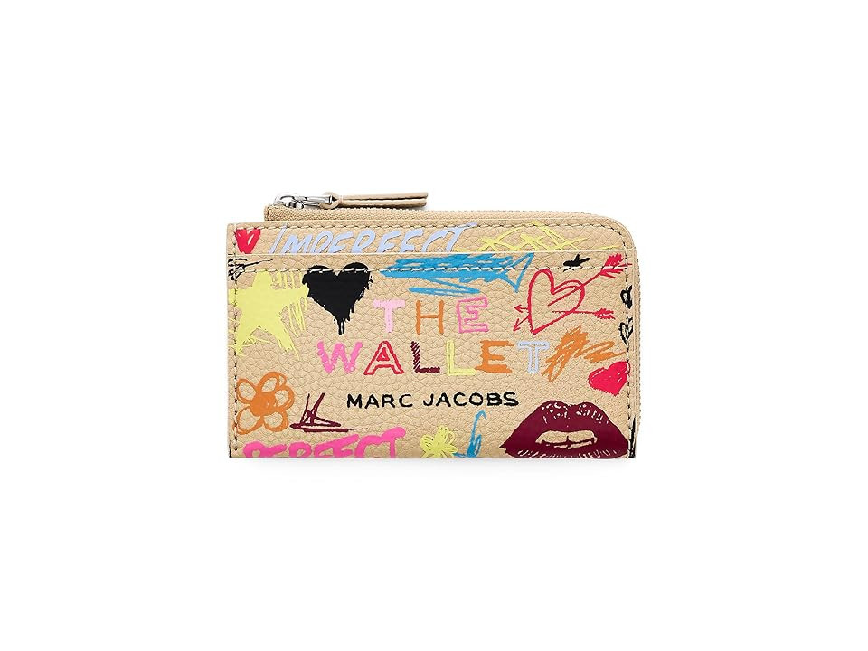 Marc Jacobs The Punk Scribble Top Zip Multi Wallet Wallet Handbags Beige Multi: One Size | Zappos.com