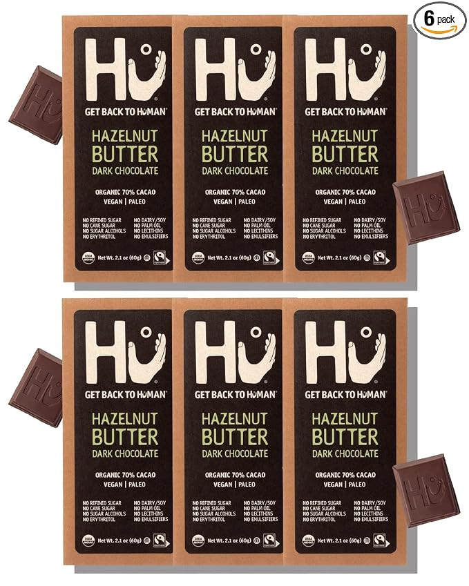 Hu Chocolate Bars | 6 Pack Hazelnut Butter Chocolate | Natural Organic Vegan, Gluten Free, Paleo,... | Amazon (US)