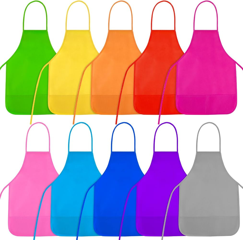 NACHLYNN 10/20/30 Pcs Kids Painting Apron Kid Art Aprons Toddler Paint Apron Smock with 2 Pockets... | Amazon (US)