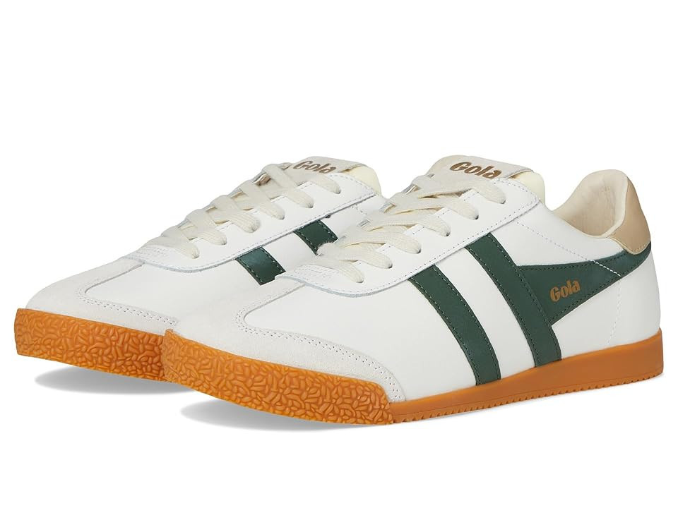 Gola Elan Leather Women's Lace up casual Shoes White/Evergreen/Bone : 9 B - Medium, Canvas/Leather/Rubber | Zappos