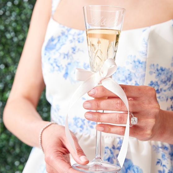 Classic Etched Champagne Flutes, Set of 4 | Mark and Graham