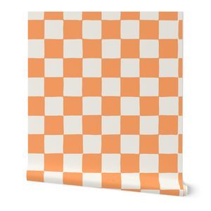 jumbo // Retro Checker Checkerboard in Papaya Orange | Spoonflower