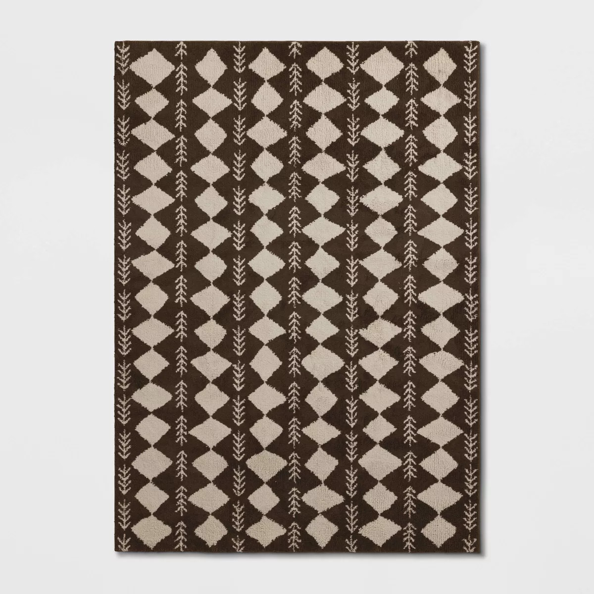 7'x10' Irregular Diamond Shag Area Rug Brown - Threshold\u2122: Living Room, Tufted, Fade & Stain... | Target