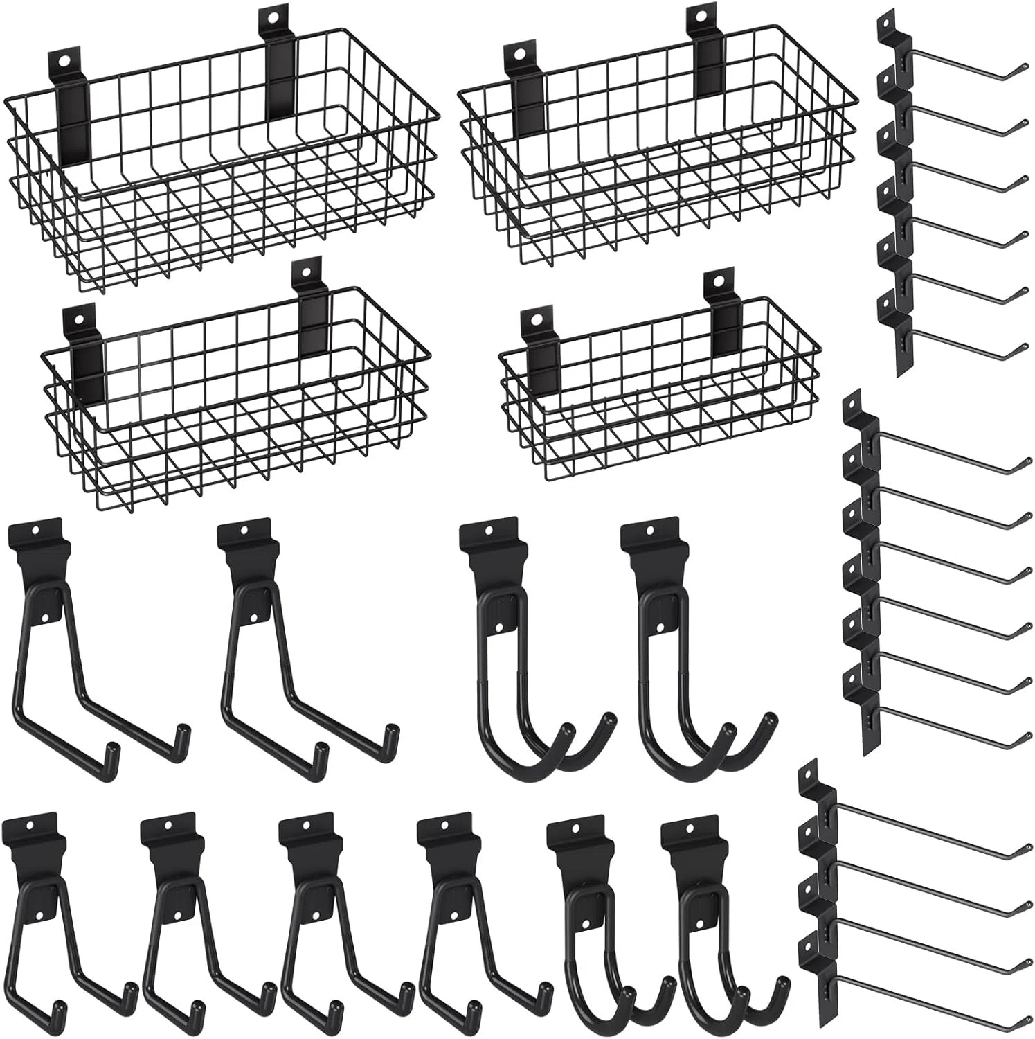 30PCS Slatwall Accessories Set, Includes 4 Pack Ventilated Metal Wire Slatwall Baskets | Wayfair North America