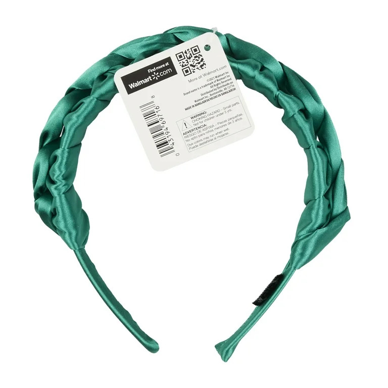 The Home Edit Braided Satin Headband, Vibrant Green | Walmart (US)