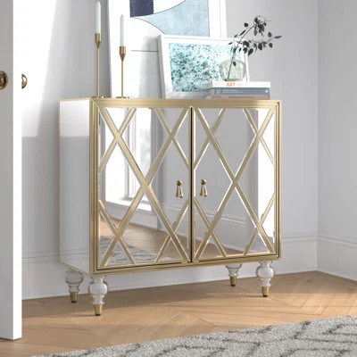 Lutton Plastic 2 - Door Mirrored Accent Cabinet | Wayfair North America