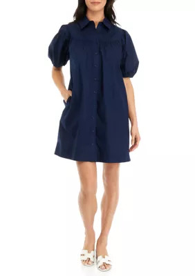 Crown & Ivy™ Women's Puff Sleeve Swing Button Front Dress | Belk