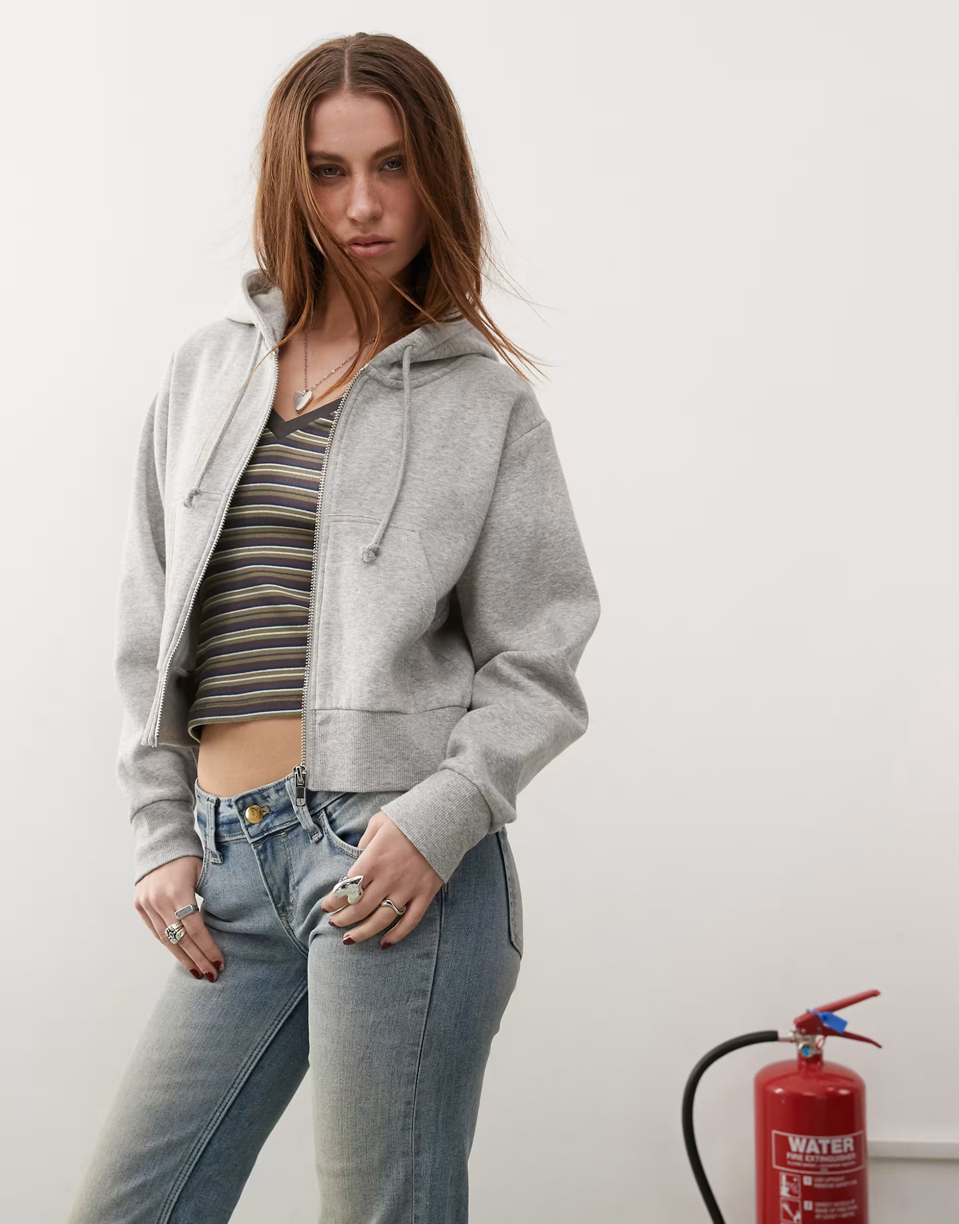 Monki cropped zip up hoodie in grey marl  | ASOS | ASOS (Global)