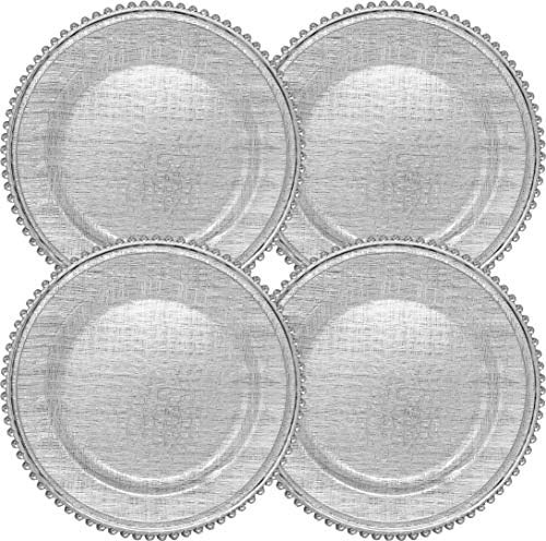 Cargador de cristal con patrón de punto de cruz, 13 pulgadas con borde de cuentas, juego de 4 - plat | Amazon (US)