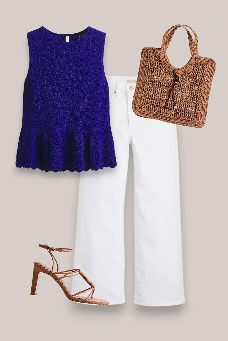 White jeans outfit with blue cobalt top 

 #LTKsummer #LTKjeans #LTKover50style