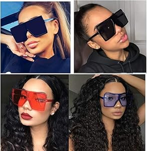ENSARJOE Square Oversized Sunglasses for Women Men Flat Top Fashion ShadesUV Protection | Amazon (US)