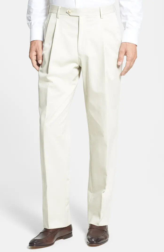 Pleated Classic Fit Cotton Dress Pants | Nordstrom