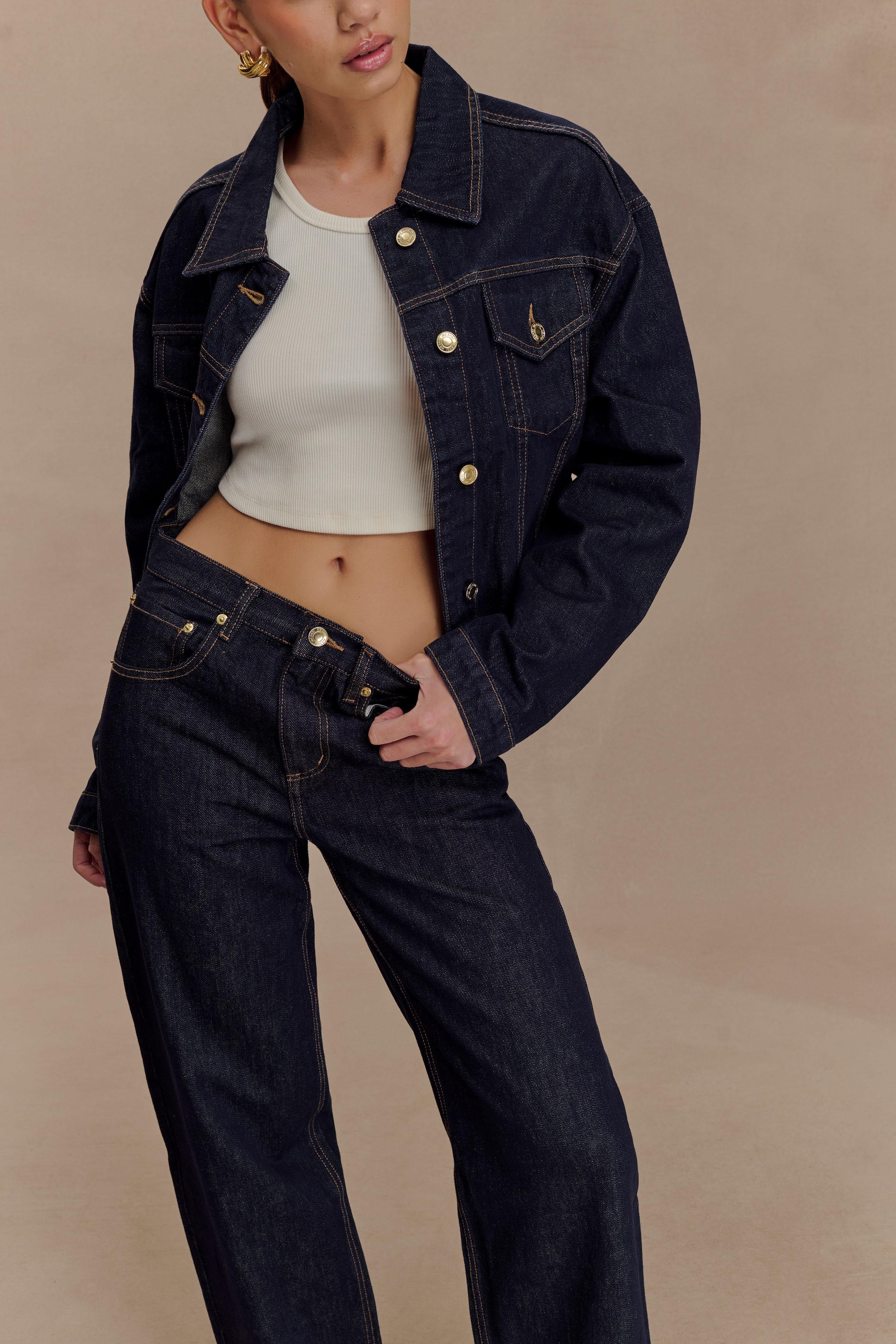 Mannon Mid Rise Denim Jeans - Washed Indigo Blue | Meshki (APAC)