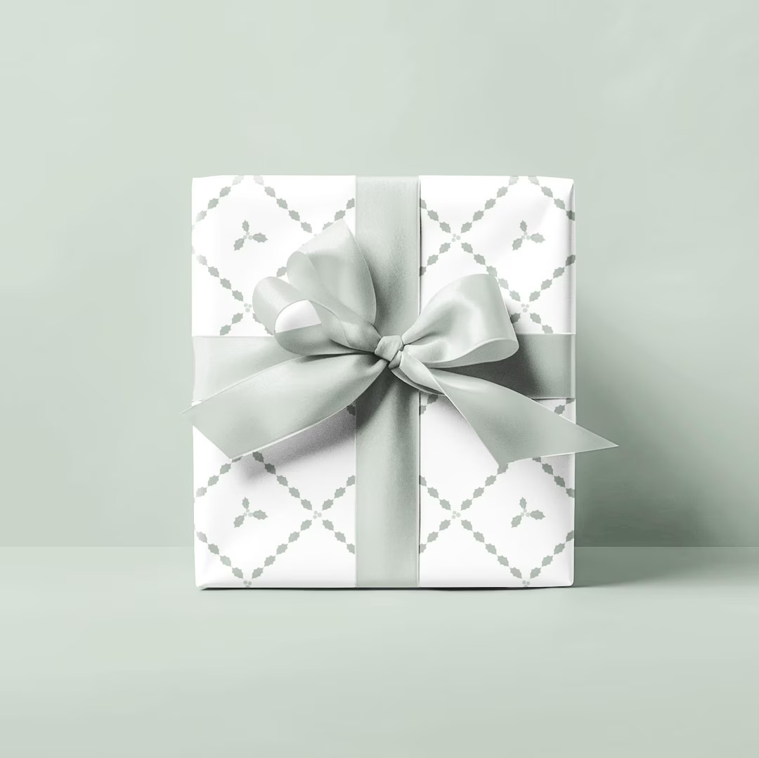 Holly Lattice Sage Green Wrapping Paper Ivy, Mistletoe, Holiday Pattern, Modern Christmas Present... | Etsy (US)