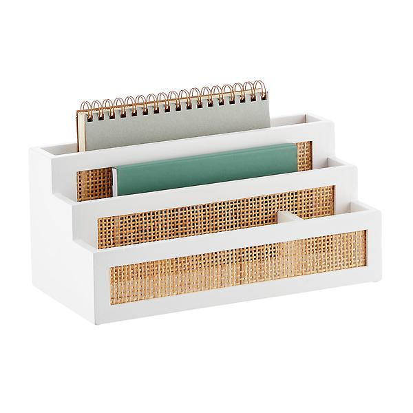 The Container Store Artisan Rattan Cane Desktop Organizer | The Container Store