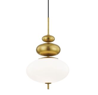 Mitzi H347701-AGB Aged Brass Elsie 13" Wide Single Pendant with Frosted Glass Shade | Build.com, Inc.