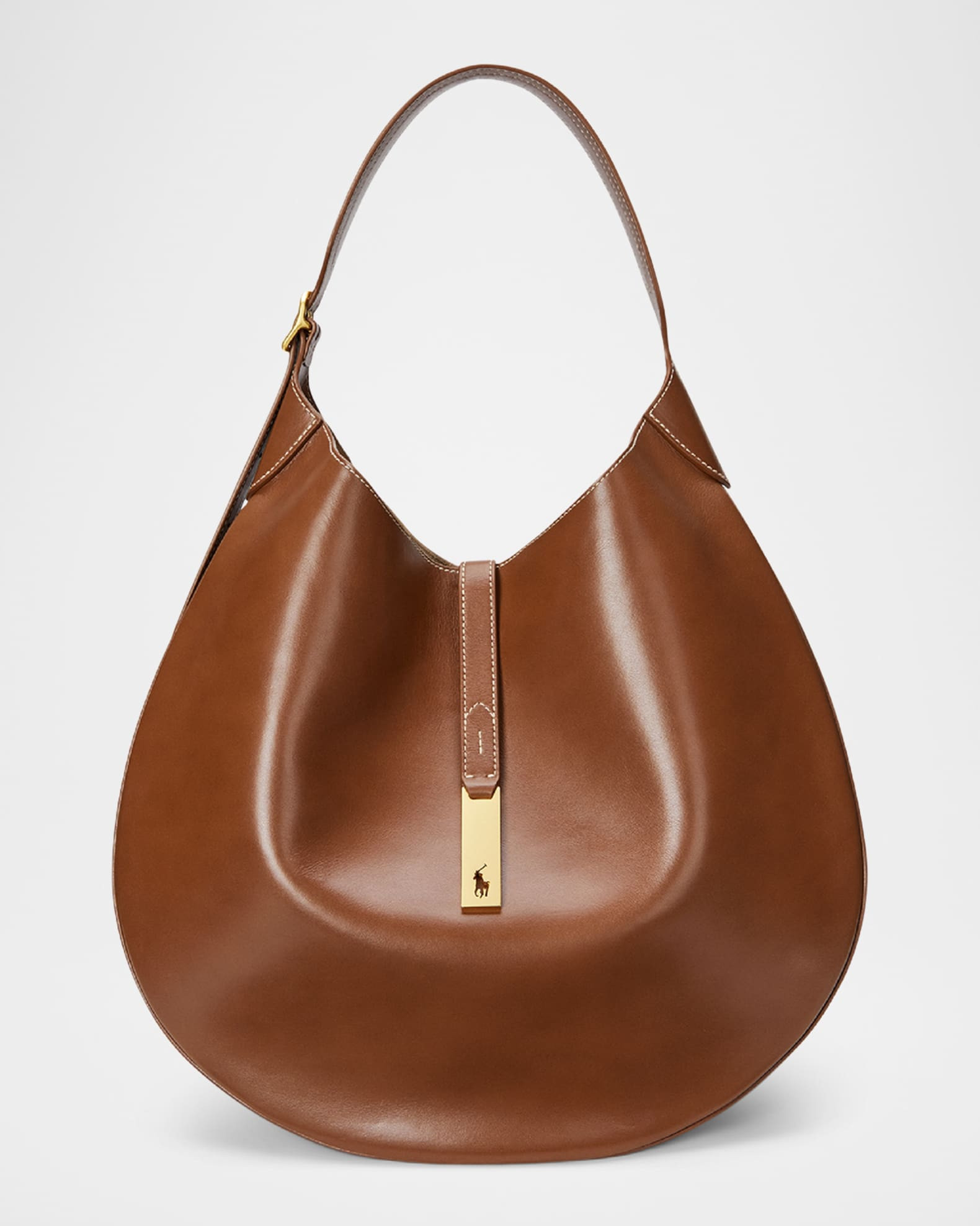 Polo ID Medium Leather Shoulder Bag | Neiman Marcus