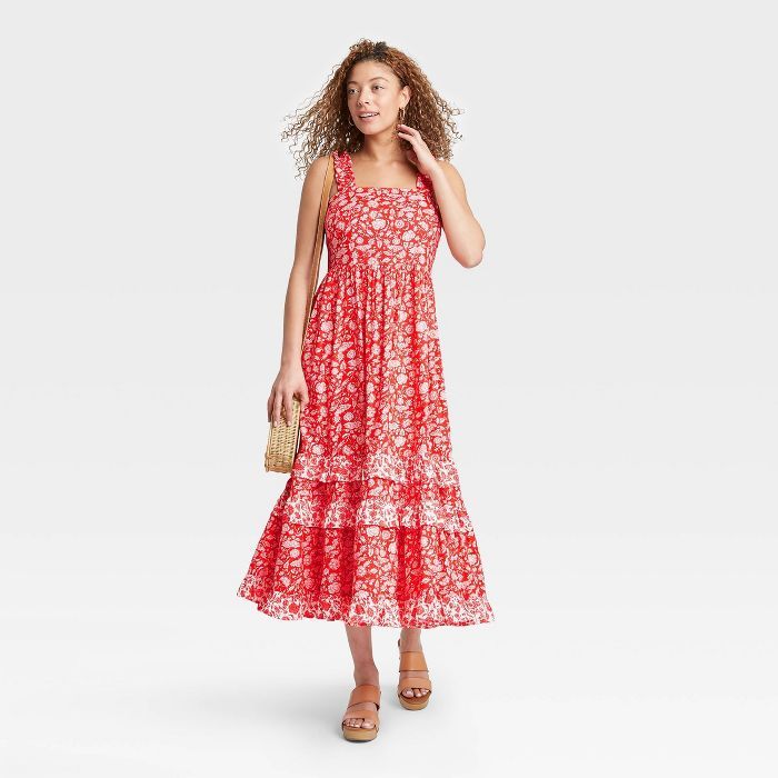 Women's Floral Print Smocked Tiered Tank Dress - Universal Thread™ | Target