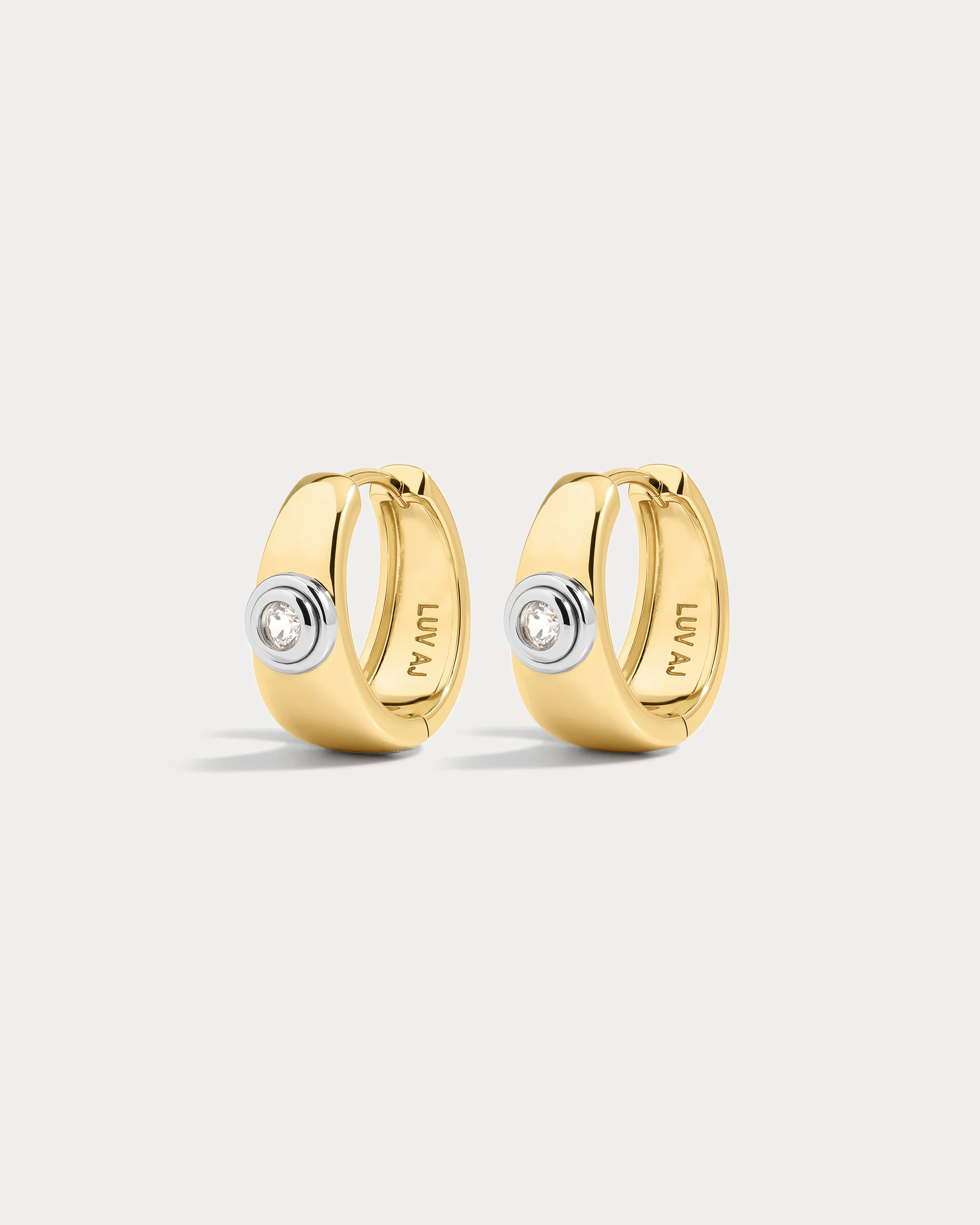 The Luna Bezel Hoops-Gold | Luv Aj Inc.