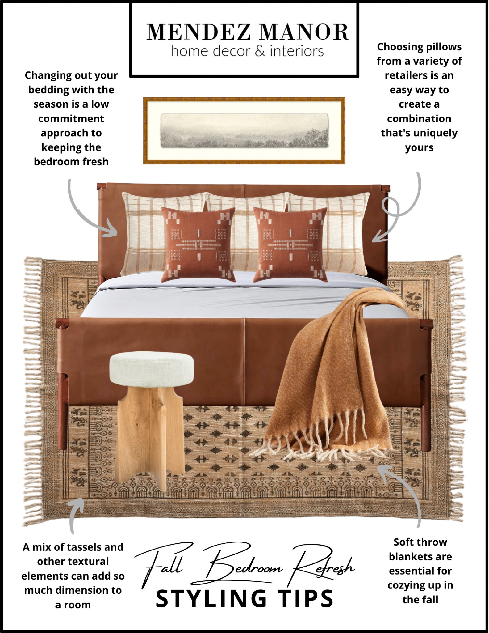 A little bedroom refresh inspo for the coziest fall nights and mornings! Check out our tips for keeping your space feeling fresh for the season. 

#bedroom #bedroomfrefresh #fall #falldecor #seasonal #pillows #blankets

#LTKstyletip #LTKhome #LTKSeasonal
