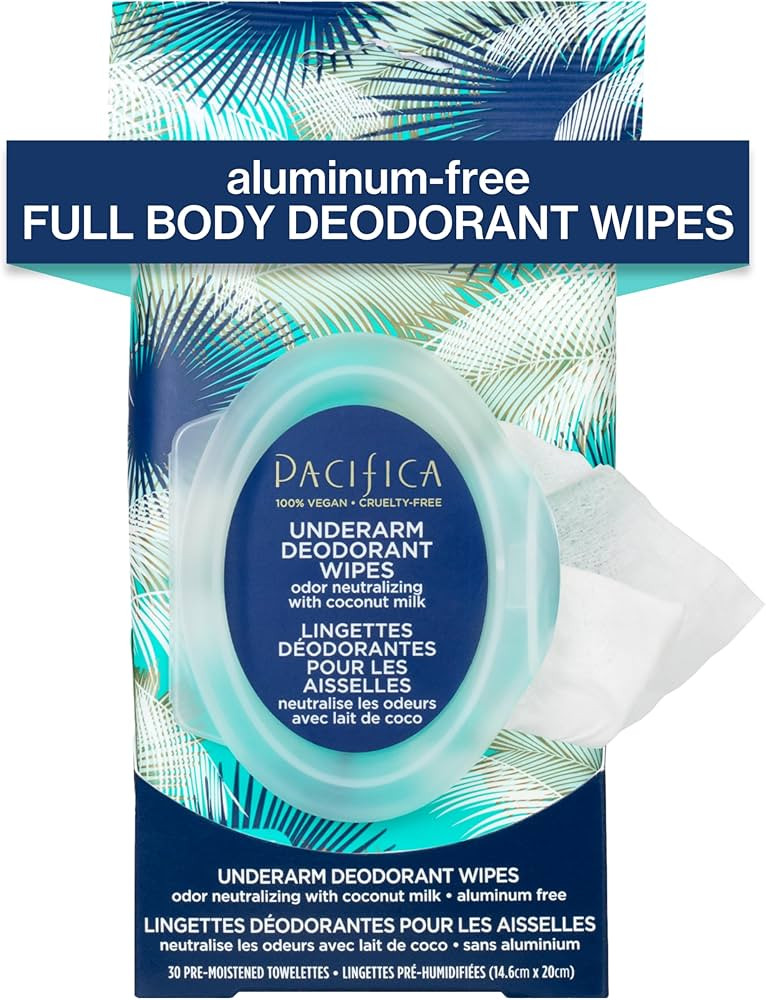 Pacifica Deodorant Wipes - Coconut Milk Underarm & Full Body Deodorant Wipes - Removes Sweat & Oi... | Amazon (US)