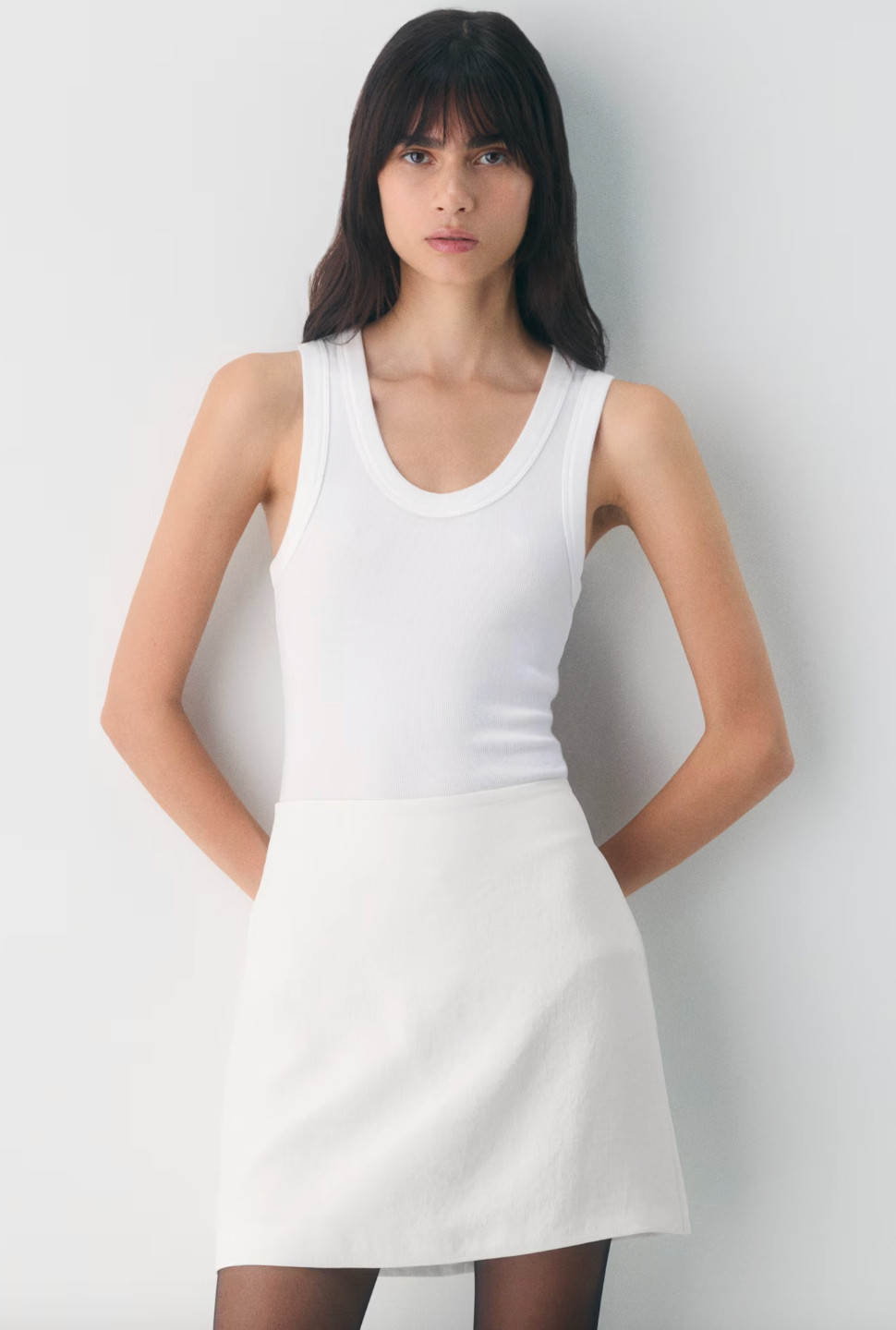 Fresh and feminine 🤍 this white mini skirt is the ultimate staple for a clean, polished look. Pair it with a crisp shirt or a simple tank for effortless chic. #WhiteMiniSkirt #LTKStyle #SummerOutfit #MinimalChic 

 #LTKworkwear #LTKFashionMonth