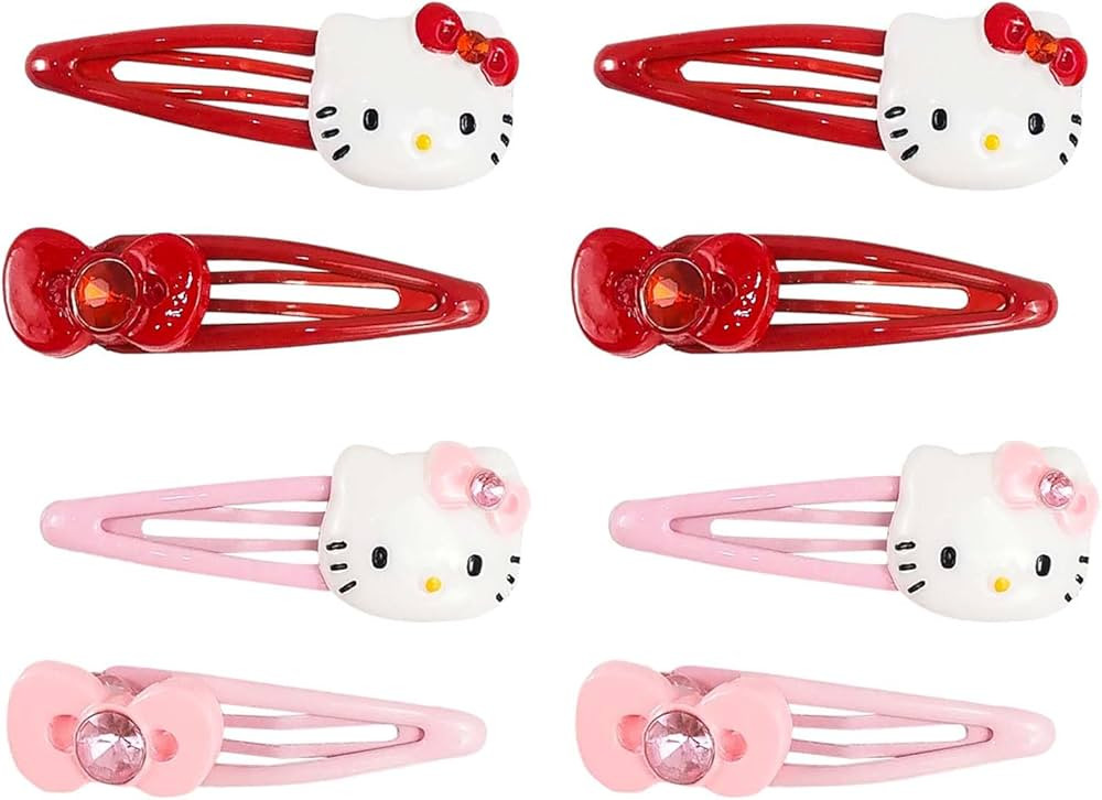 8 PCS Kawaii Hair Clips Set, Cartoon Cat Bow Hair Pins for Girls, Cute Hair Clips for Women Teens... | Amazon (US)