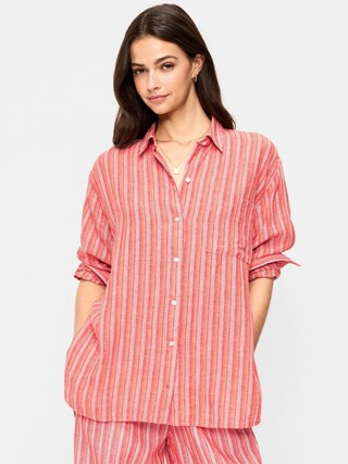 Linen-Blend Loose Button-Down Shirt | Old Navy (CA)