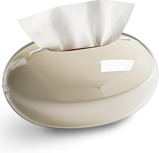 Acrylic Tissue Box Cover Beige Large Round Tissue Box with Non-Slip Base,Decorative Luxury Tissue... | Amazon (CA)