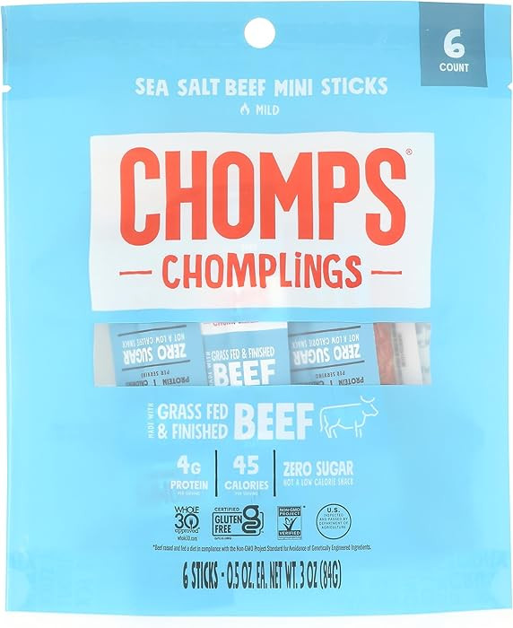 CHOMPS Chomplings Sea Salt Beef Mini Sticks 6 in one pack, 3 OZ | Amazon (US)