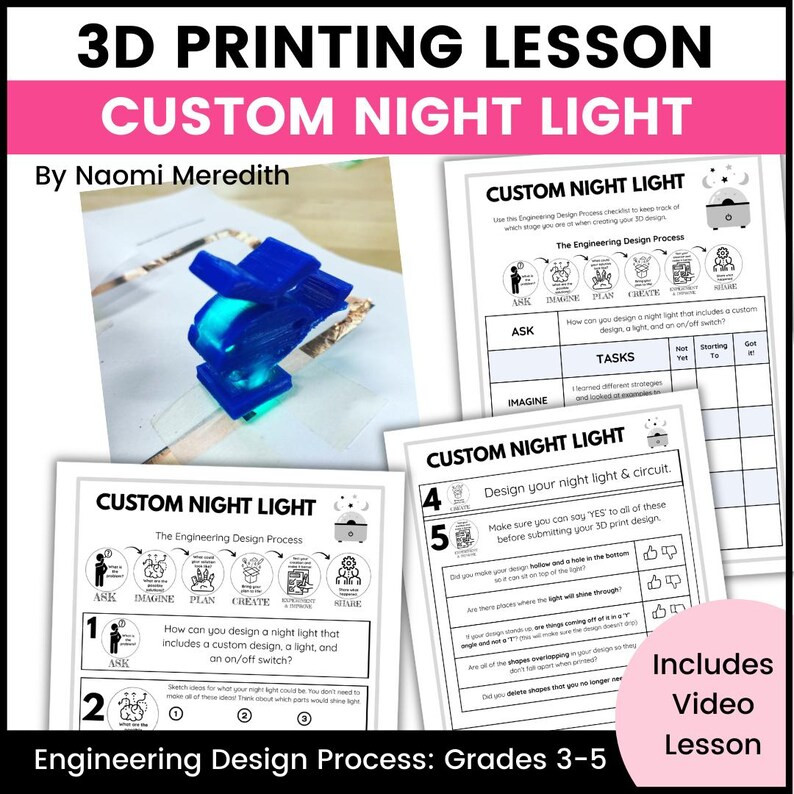 Build a Circuit for a Night Light 3D Printing Lesson for Kids - Etsy | Etsy (US)