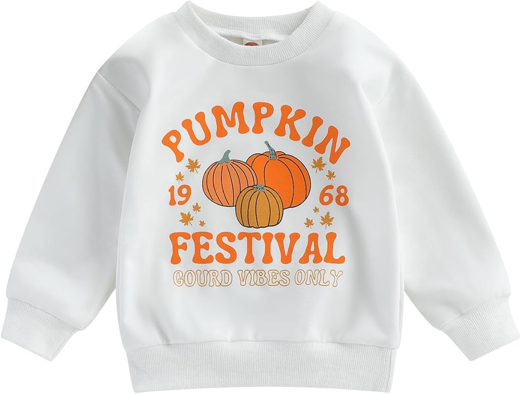 Toddler Baby Girl Crewneck Sweatshirt Clothes Pumpkin Long Sleeve Sweater Pullover Tops Fall Wint... | Amazon (US)