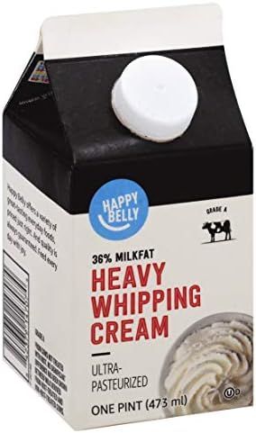 Amazon Brand - Happy Belly Heavy Whipping Cream, Ultra-Pasteurized, Kosher, Pint, 16 Fl Oz | Amazon (US)