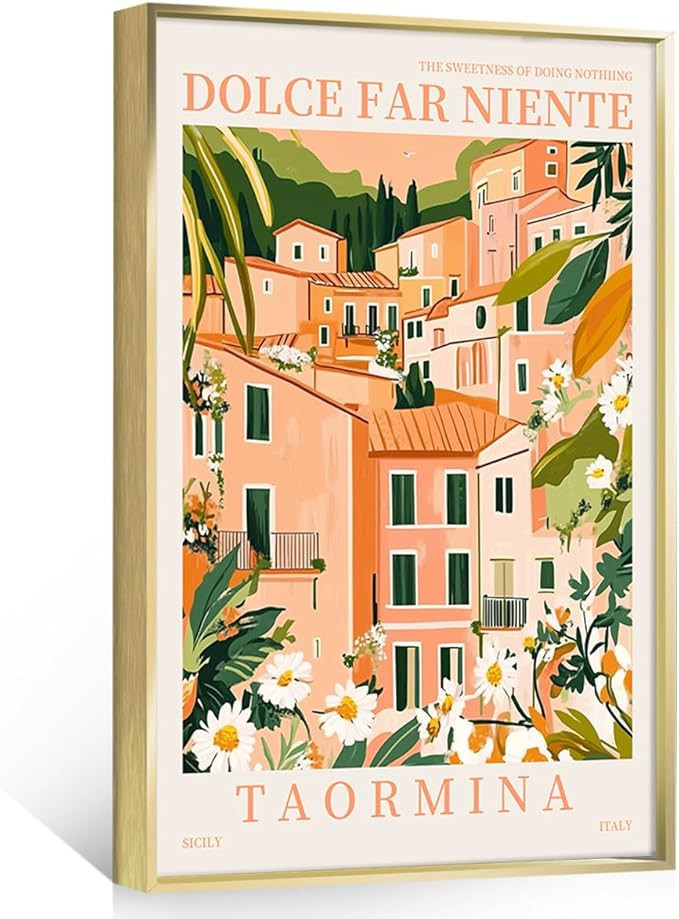 FULL HOUSE Framed Vintage Italy Wall Art, Travel Cities Posters, Trendy Modern Colorful Landscape... | Amazon (US)