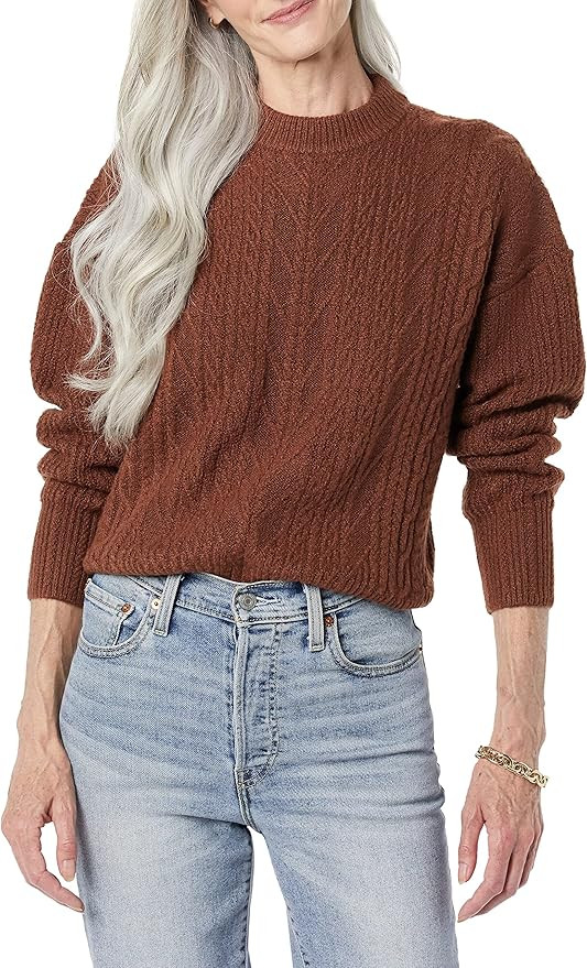 Amazon Essentials Womens Soft-Touch Modern Cable Crewneck Sweater (Available in Plus Size) | Amazon (US)
