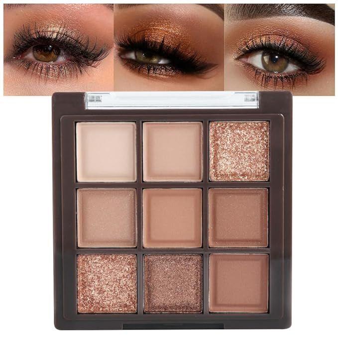 9 Colors Colorful Eyeshadow Palette Makeup,Champagne Dark Brown Taupe Bronze Cocoa Shimmer Matte ... | Amazon (US)