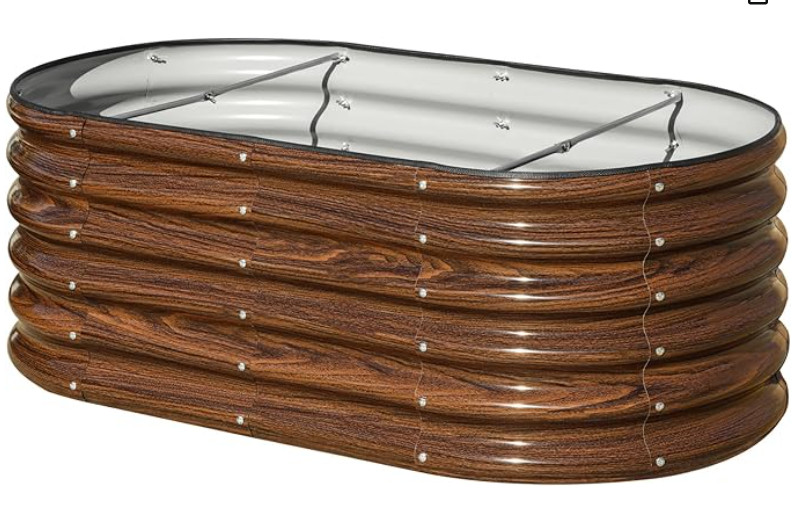 on sale!

SnugNiture 4x2x1.5ft Raised Garden Bed Outdoor, 17" Tall Galvanized Metal Planter Box, Oval Raised Garden Bed Kit for Planting Vegetables Plants Fruits, Brown backyard garden flower bed vegetable garden at home 

 